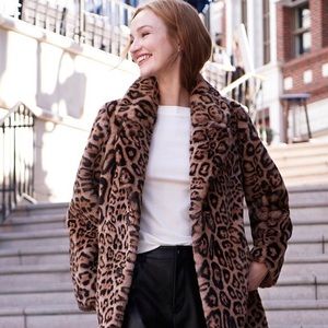 Gallery Faux Fur Leopard Print Coat